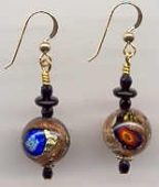 Fancy Millefiori_Black_Gold_Silver_Aventurina Earrings